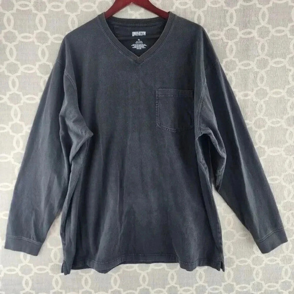 Duluth Trading Black faded Outdoor Long Sleeve V neck Shirt Men's XL - Picture 1 of 7
